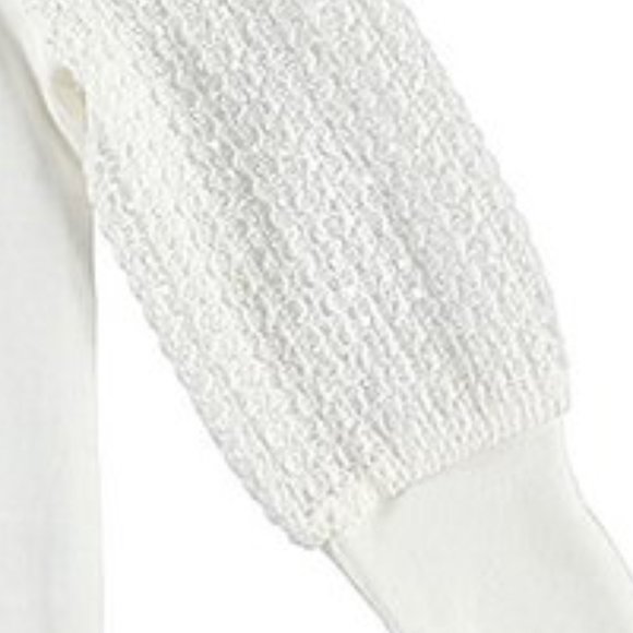 NEW French Connection Kid "Girls can" Script Cable Lace Balloon Sleeve Dress Top - Picture 3 of 3